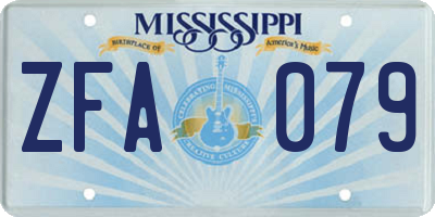 MS license plate ZFA079