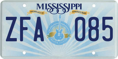 MS license plate ZFA085