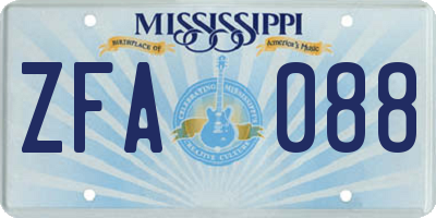 MS license plate ZFA088