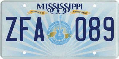 MS license plate ZFA089