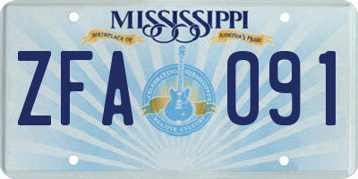 MS license plate ZFA091