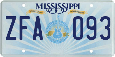 MS license plate ZFA093
