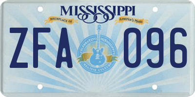 MS license plate ZFA096