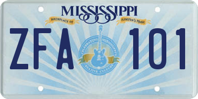 MS license plate ZFA101