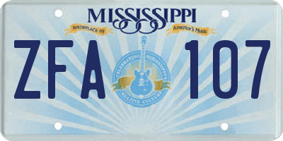 MS license plate ZFA107