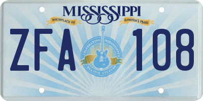 MS license plate ZFA108