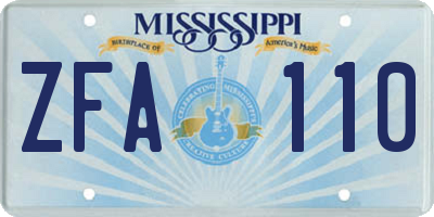 MS license plate ZFA110