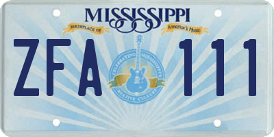 MS license plate ZFA111