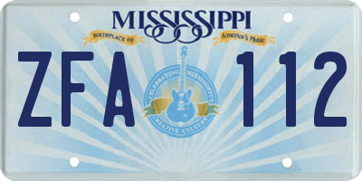 MS license plate ZFA112