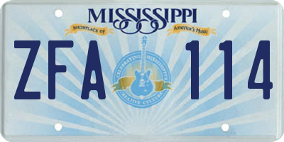 MS license plate ZFA114