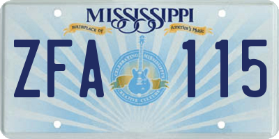 MS license plate ZFA115