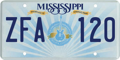 MS license plate ZFA120