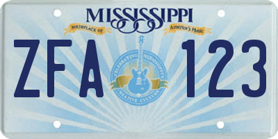 MS license plate ZFA123