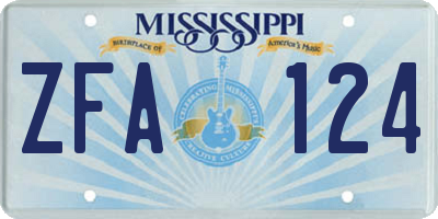 MS license plate ZFA124