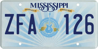 MS license plate ZFA126