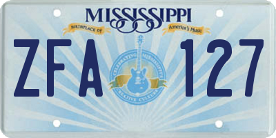 MS license plate ZFA127