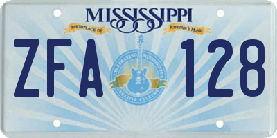 MS license plate ZFA128