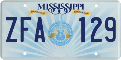 MS license plate ZFA129