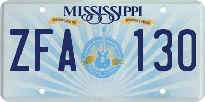 MS license plate ZFA130