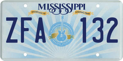 MS license plate ZFA132
