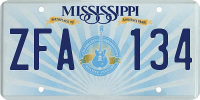 MS license plate ZFA134