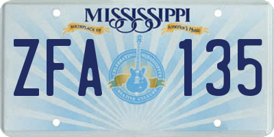 MS license plate ZFA135