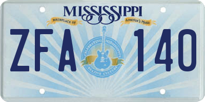 MS license plate ZFA140