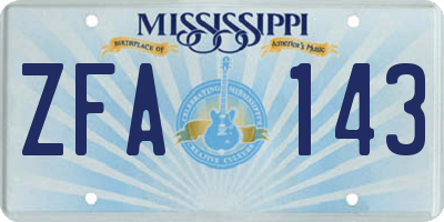 MS license plate ZFA143