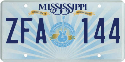 MS license plate ZFA144
