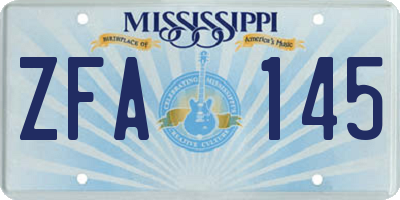 MS license plate ZFA145