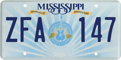 MS license plate ZFA147
