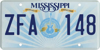 MS license plate ZFA148