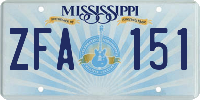 MS license plate ZFA151