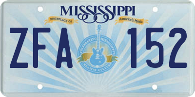 MS license plate ZFA152