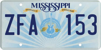 MS license plate ZFA153