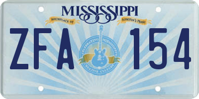 MS license plate ZFA154