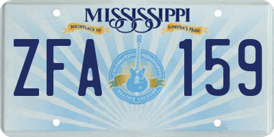 MS license plate ZFA159