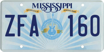 MS license plate ZFA160
