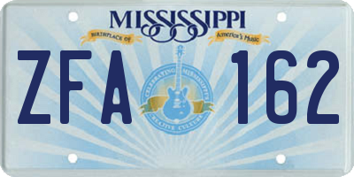 MS license plate ZFA162