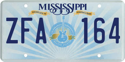 MS license plate ZFA164