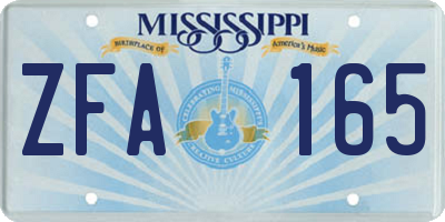 MS license plate ZFA165