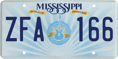 MS license plate ZFA166