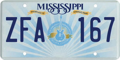MS license plate ZFA167