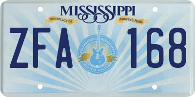 MS license plate ZFA168