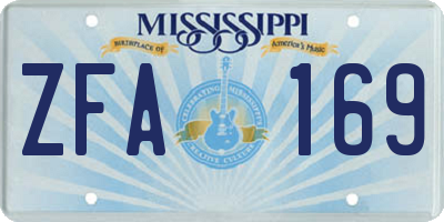 MS license plate ZFA169