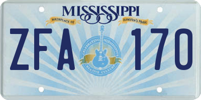 MS license plate ZFA170