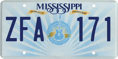 MS license plate ZFA171