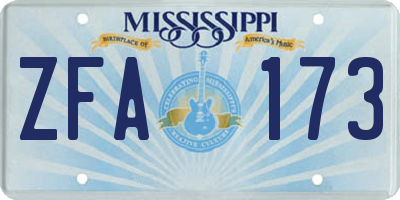 MS license plate ZFA173