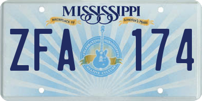 MS license plate ZFA174