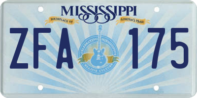 MS license plate ZFA175
